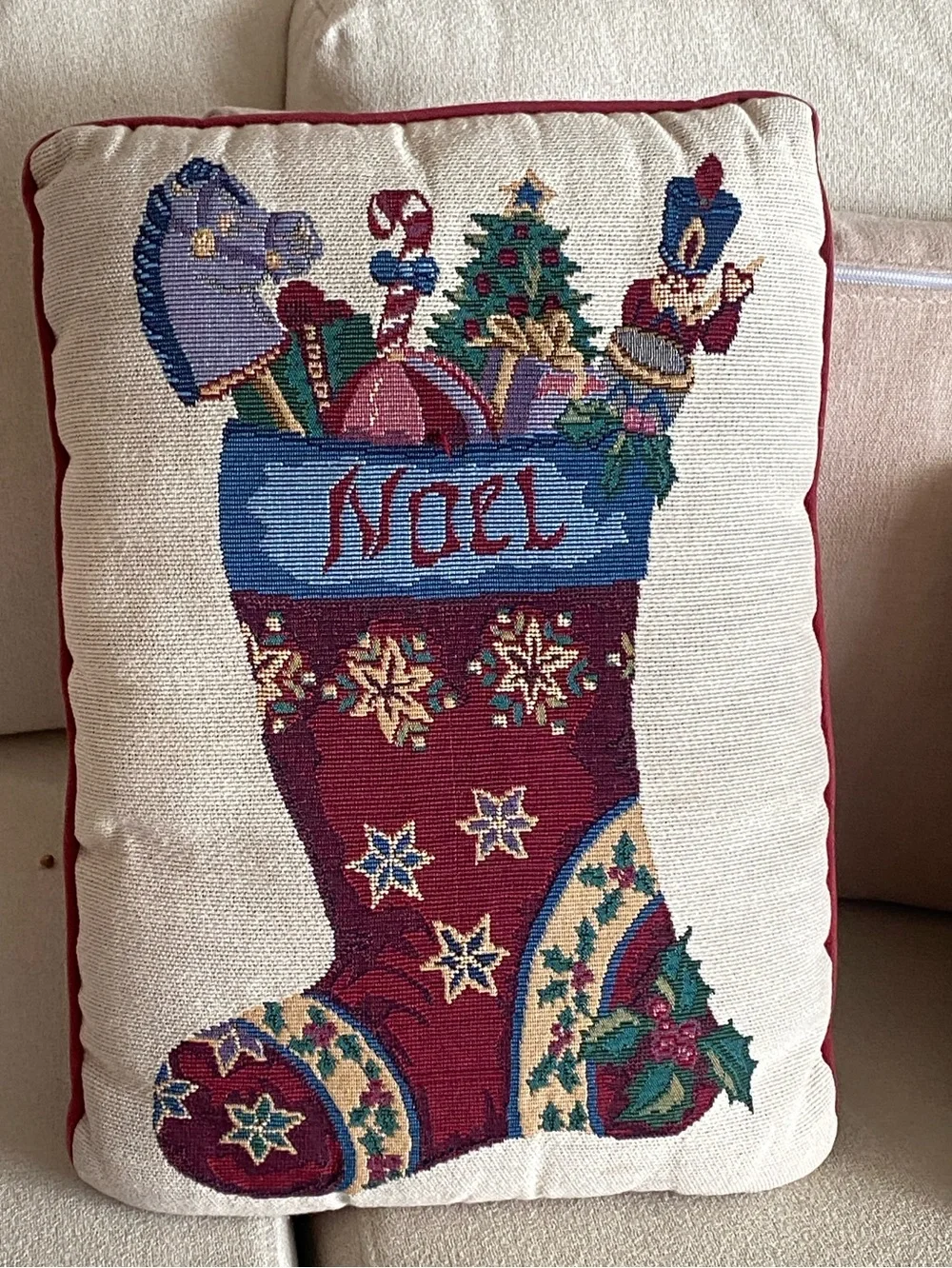 Tapestry Needle Point Throw Pillows x 3 Christmas Holidays Santa Tree